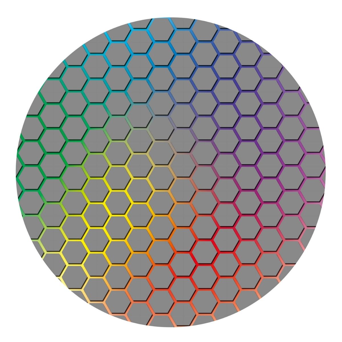 Herní podložka pod židli s LED – Iridescentní spektrum, průměr 120 cm, 4 mm